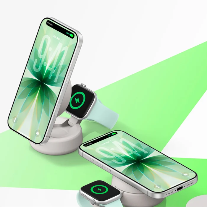 Caricabatteria magnetico 2in1 UltraCharge Pro con Qi2 25W - Sabbia