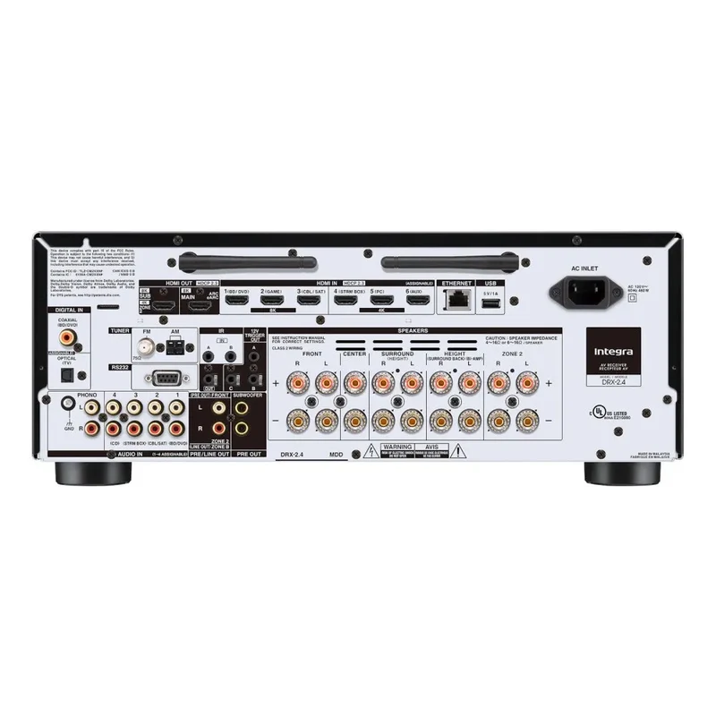 Integra DRX-2.4 Sintoamplificatore 7.2 canali con Dolby Atmos, Dirac Live, 8K HDMI 2.1