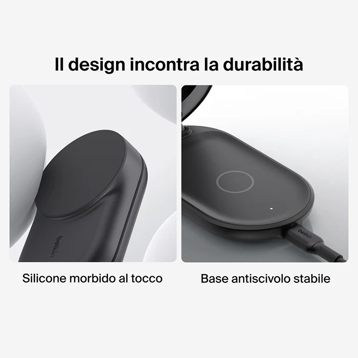 Belkin UltraCharge - Caricabatteria wireless magnetico pieghevole 3in1 con Qi2 da 25W - Nero