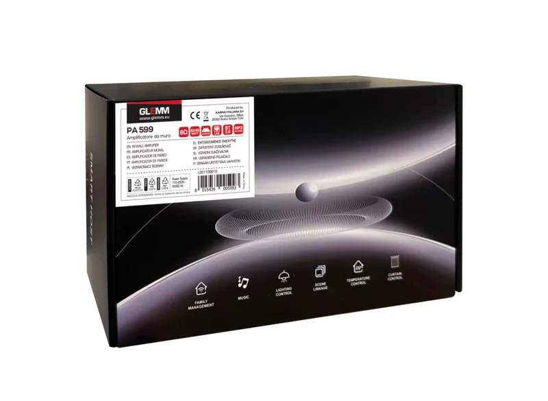 GLEMM PA 599 Amplificatore da muro 2 zone - 4 diffusori x 40W schermo touch 7" Android 11