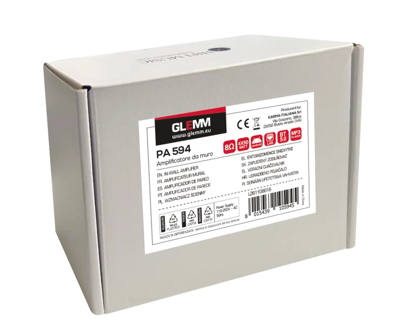 GLEMM PA 594 Amplificatore da muro 4 x 50W