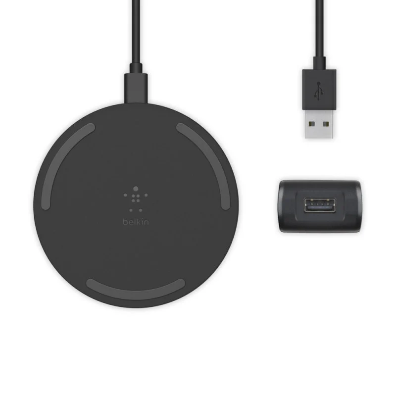 Tappetino di Ricarica Wireless da 10W con caricabatteria da parete Quick Charge 3.0 e Cavo BOOST↑CHARGE - Nero