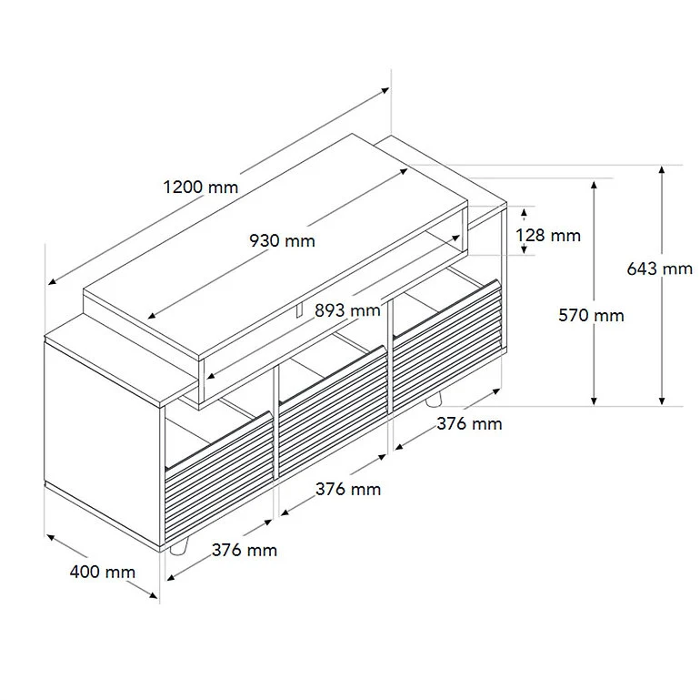 Norstone OSLO 1200 WHITE/LIGHT OAK Mobile per elettroniche portavinili