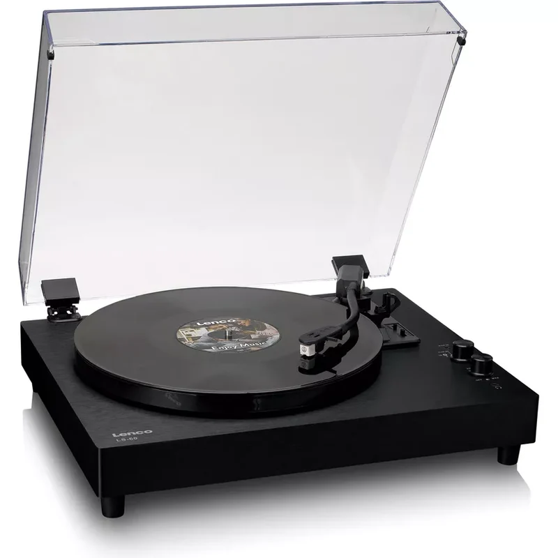 LENCO LS-60BK Giradischi con altoparlanti integrati e Bluetooth®, testina Audio technica