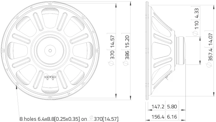 Lavoce LBASS15-15 bass guitar speaker da 380mm 8 Ohm 200W