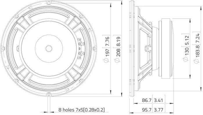 Lavoce FBASS08-18 bass guitar speaker da 200mm 8 Ohm 300W