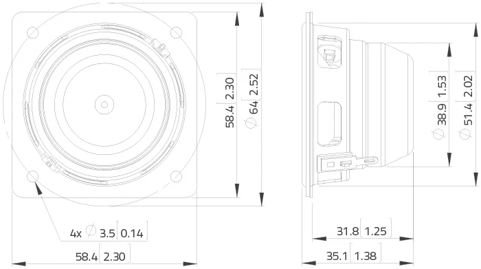 Lavoce FSN020.71F fullrange da 50mm 8 Ohm 30W