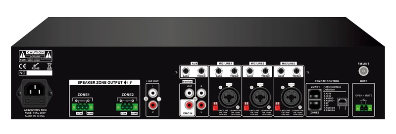 GLEMM PAA 2480 Amplificatore PA a 100V o 8-16ohm, totale 1000W