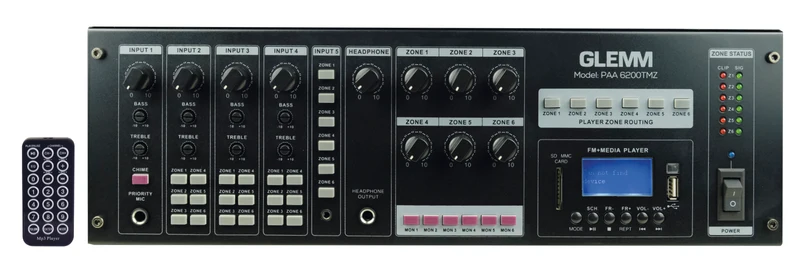 GLEMM PAA 6200TMZ Amplimixer 6 zone 1200W 8ohm/100V