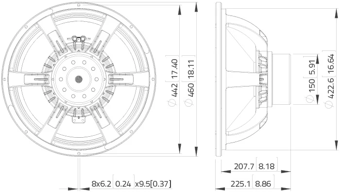 Lavoce SAN184.03 subwoofer da 460mm 8 Ohm 3000W