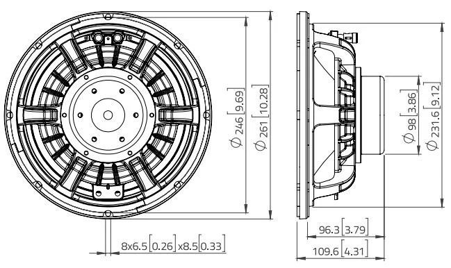 Lavoce WAN102.50 woofer da 250mm 8 Ohm 600W