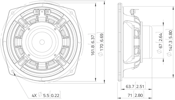 Lavoce MAN062.00 midrange da 165mm 8 Ohm 500W