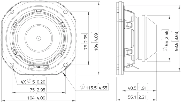 Lavoce WSN041.00 woofer da 100mm 8 Ohm 80W