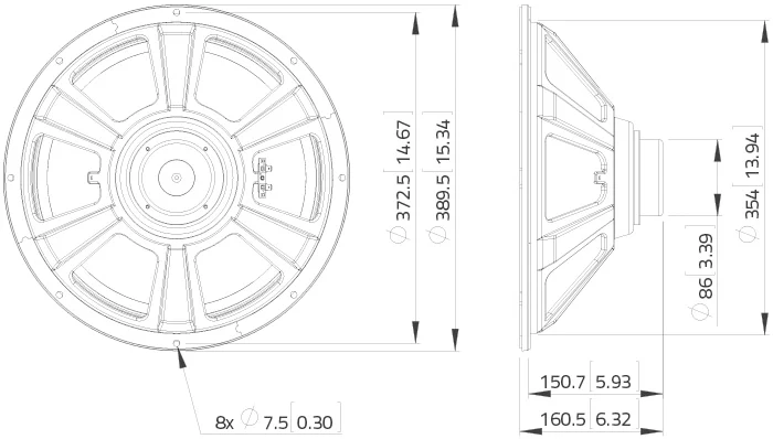 Lavoce WSN152.50 woofer da 380mm 8 Ohm 500W