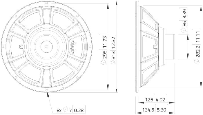 Lavoce WSN122.50 woofer da 300mm 8 Ohm 500W