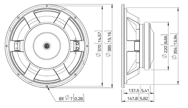 Lavoce WXF15.800 woofer da 380mm 8 Ohm 1600W