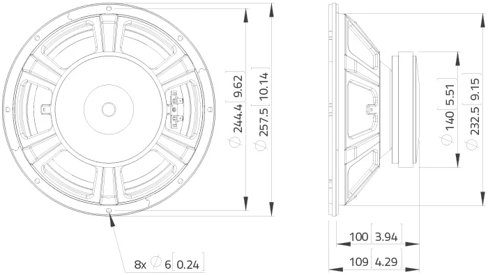 Lavoce WSF102.00 woofer da 250mm 8 Ohm 350W