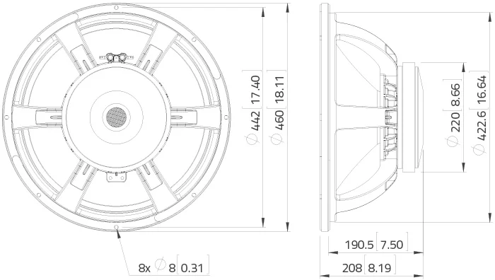 Lavoce SAF184.01 subwoofer da 460mm 8 Ohm 1400W