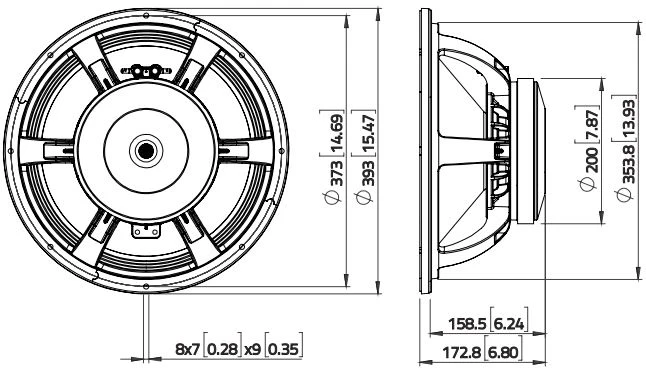 Lavoce WAF154.02 subwoofer 380mm 8 Ohm 1600W