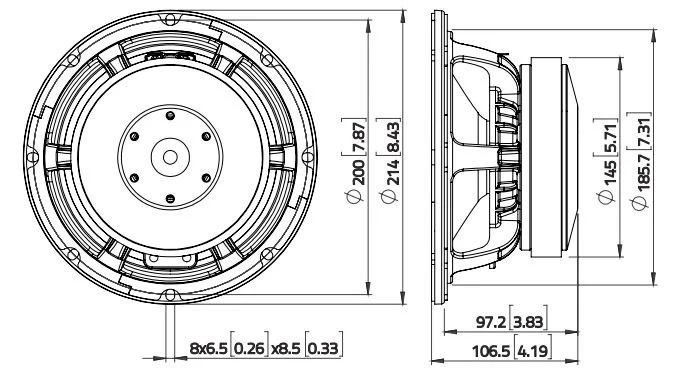 Lavoce WAF082.00 woofer 200mm 8 Ohm 400W