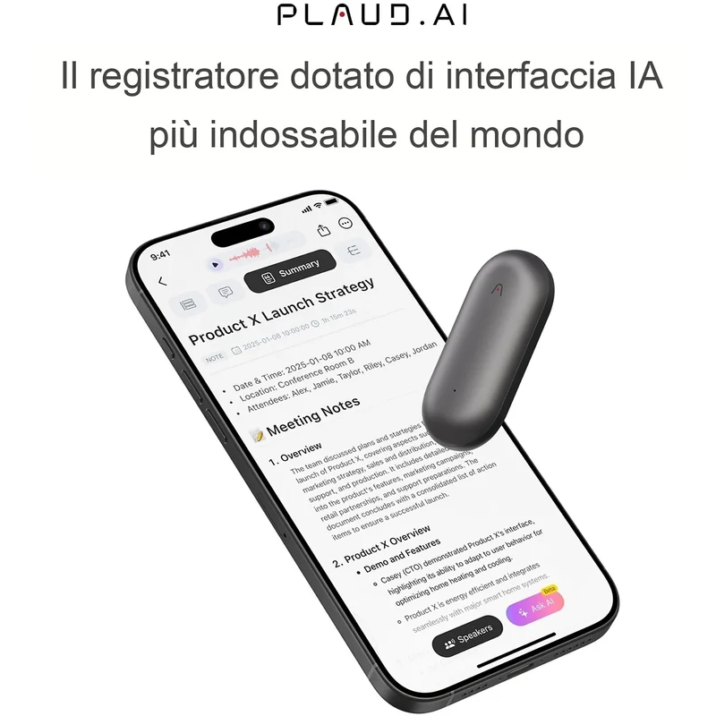 Plaud NotePin - Registratore IA indossabile