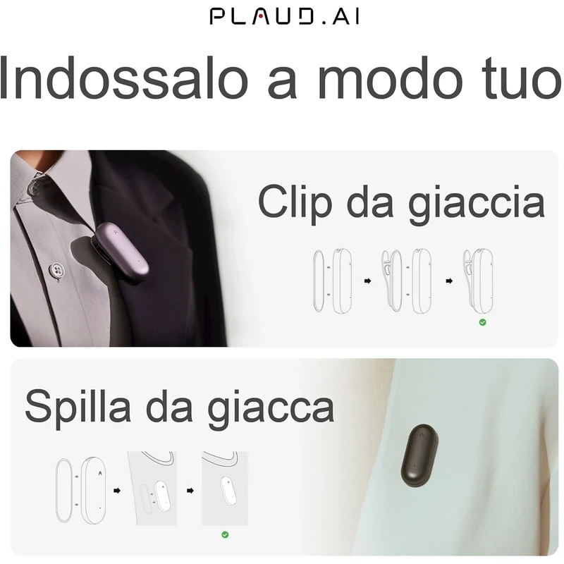 Plaud NotePin - Registratore IA indossabile
