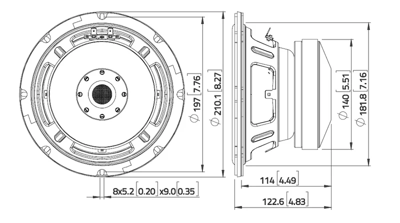 Lavoce SSF082.00L altoparlante subwoofer da 200mm 8 Ohm 700W