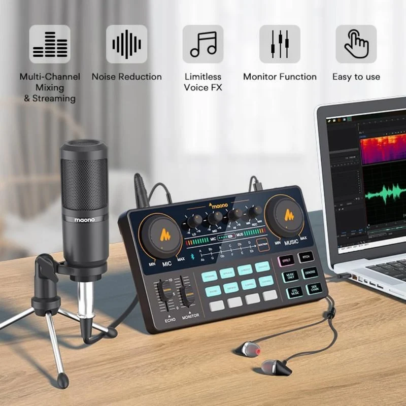 Maono Interfaz de Audio con Micrófono (AU-AM200-S1)