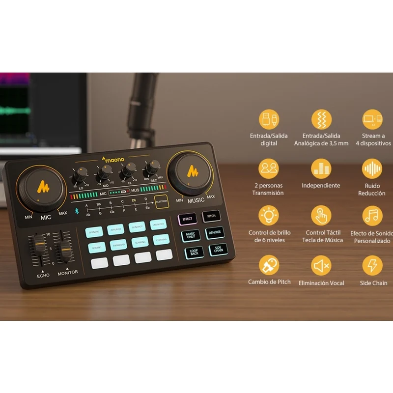 Maono Interfaz de Audio con Micrófono (AU-AM200-S1)