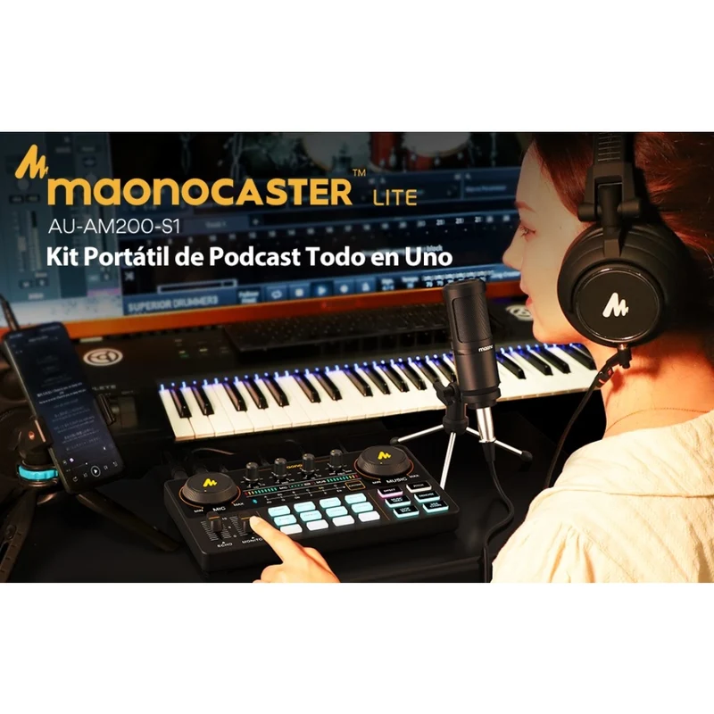 Maono Interfaz de Audio con Micrófono (AU-AM200-S1)