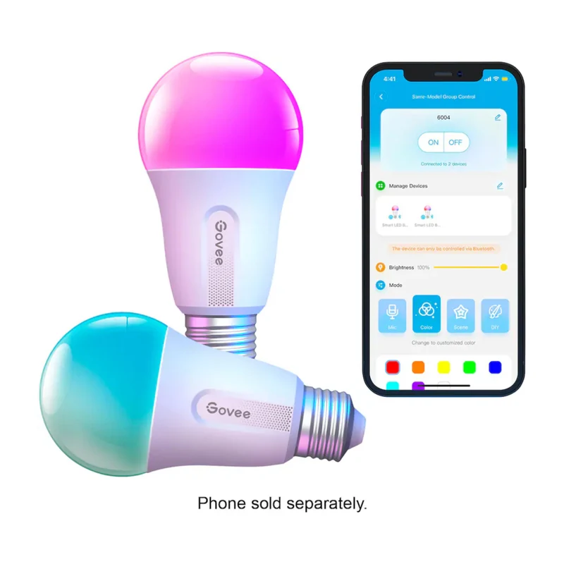 Govee Set Bombillo Inteligente LED Bulb 800LM E26 H6004, 2 Unidades