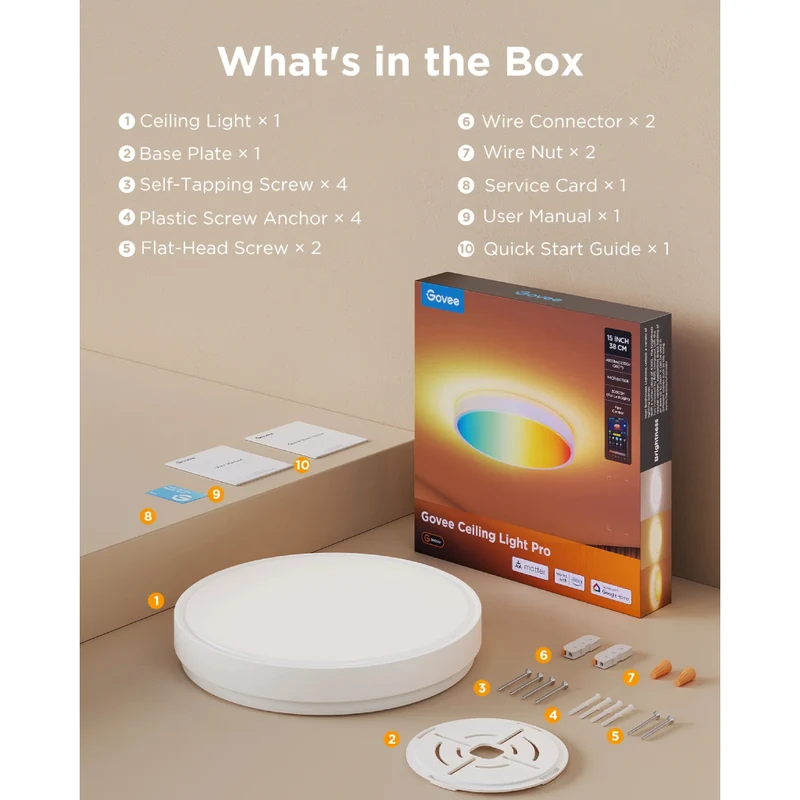 Govee Lámpara de Techo Inteligente Wi-Fi RGBICWW Pro 15", H60A6C01