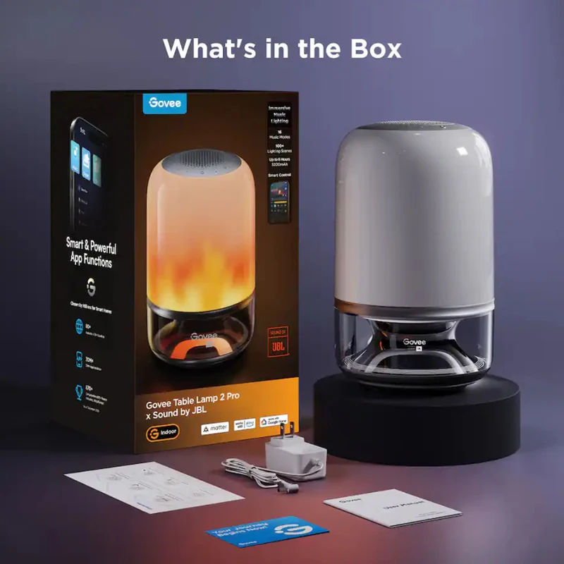 Govee Lámpara de Mesa Inteligente Wi-Fi/BT 2 Pro Sound de JBL, H6020AF1