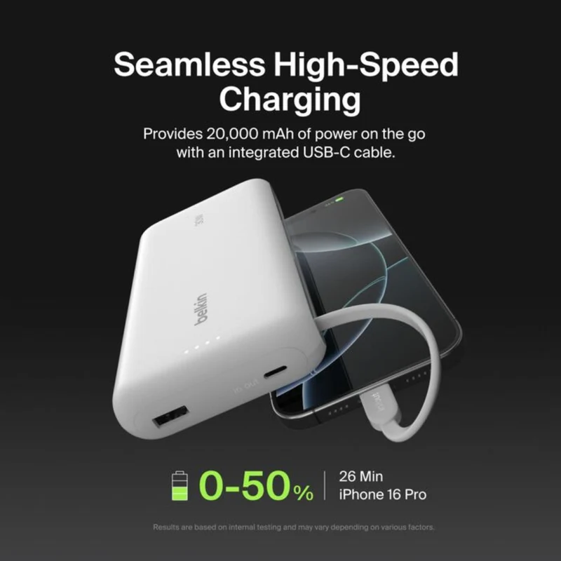 Belkin Power Bank Batería Externa 20.000 mAh con Cable Integrado, BPB024FQ