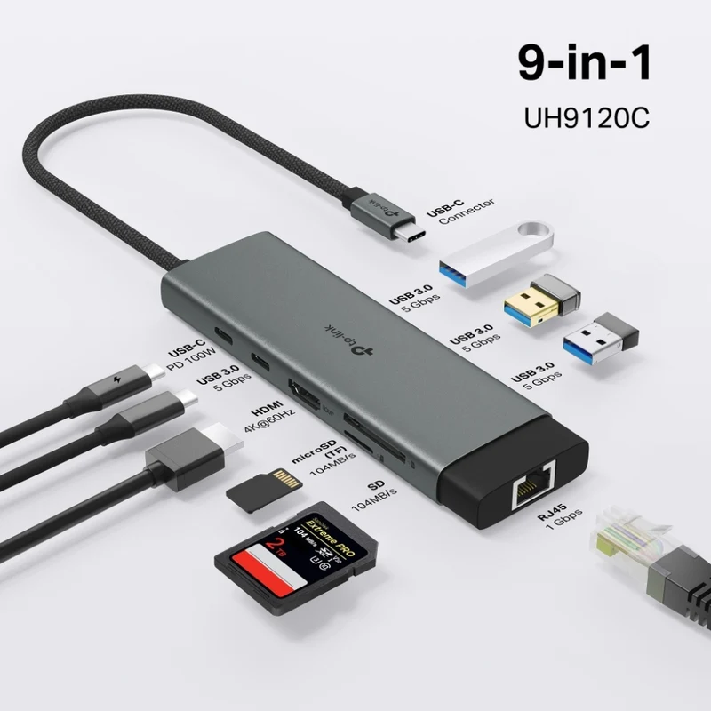 TP-Link Hub Multipuerto USB-C 9 en 1, UH9120C(UN)