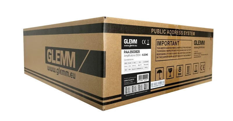 GLEMM PAA 250DBZ6 Amplificatore 6 zone indipendenti 250W 4-8ohm o 70/100V