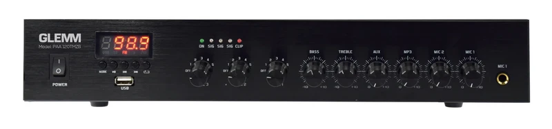 GLEMM PAA 120TMZB Amplificatore PA 120W - 3 zone 4-16ohm o 70/100V