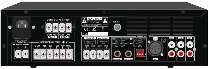 GLEMM PAA 120M2Z Amplificatore PA a 100V/16ohm da 120W a 2 zone
