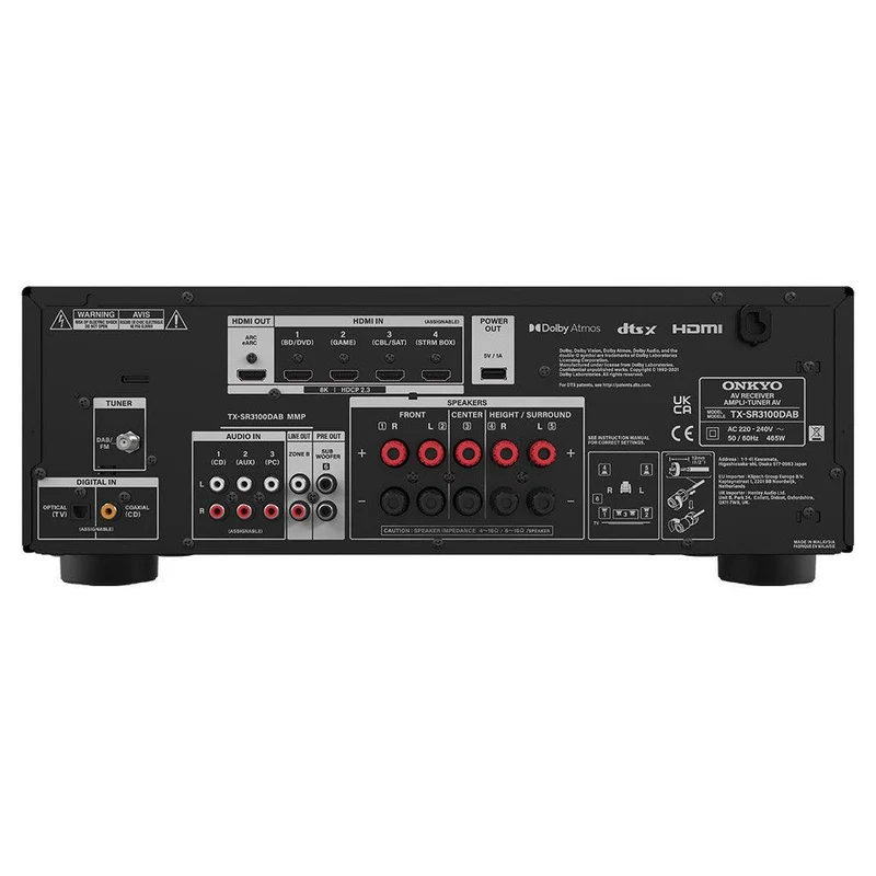 Onkyo TX-SR3100 Sintoamplificatore AV 5.2 8K/4K Ultra HD Audiophile, Videophile e Gaming