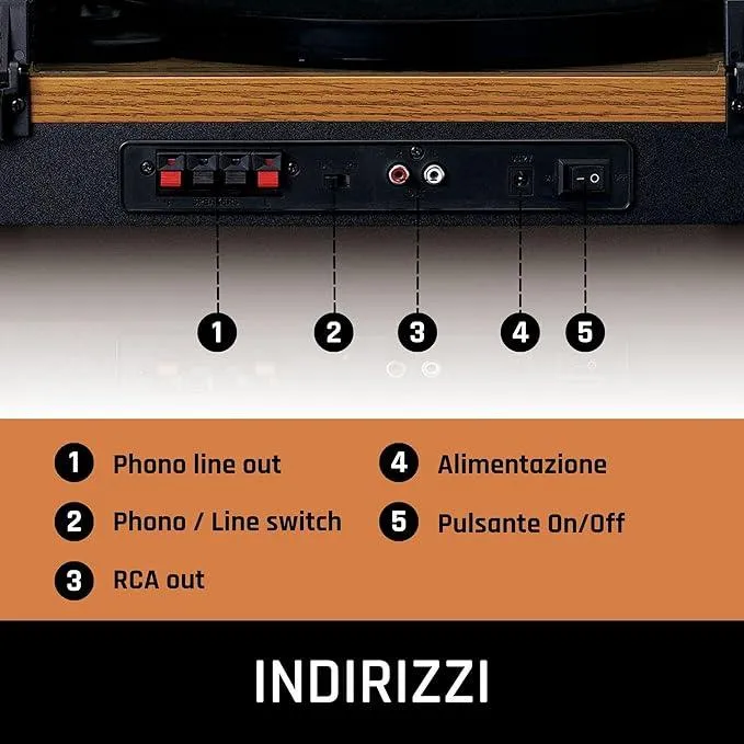 Lenco LS-300 Giradischi amplificato a 2 velocità (33/45) con Bluetooth Amplificatore integrato