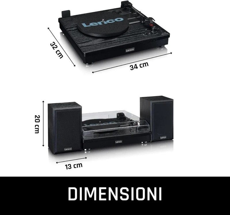 Lenco LS-101 BLACK Giradischi amplificato con Bluetooth Amplificatore stereo integrato 10W x 2
