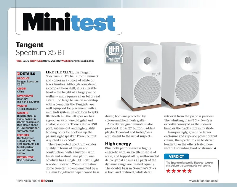 Tangent SPECTRUM X5BT BIANCHE Diffusori attivi amplificati Bluetooth
