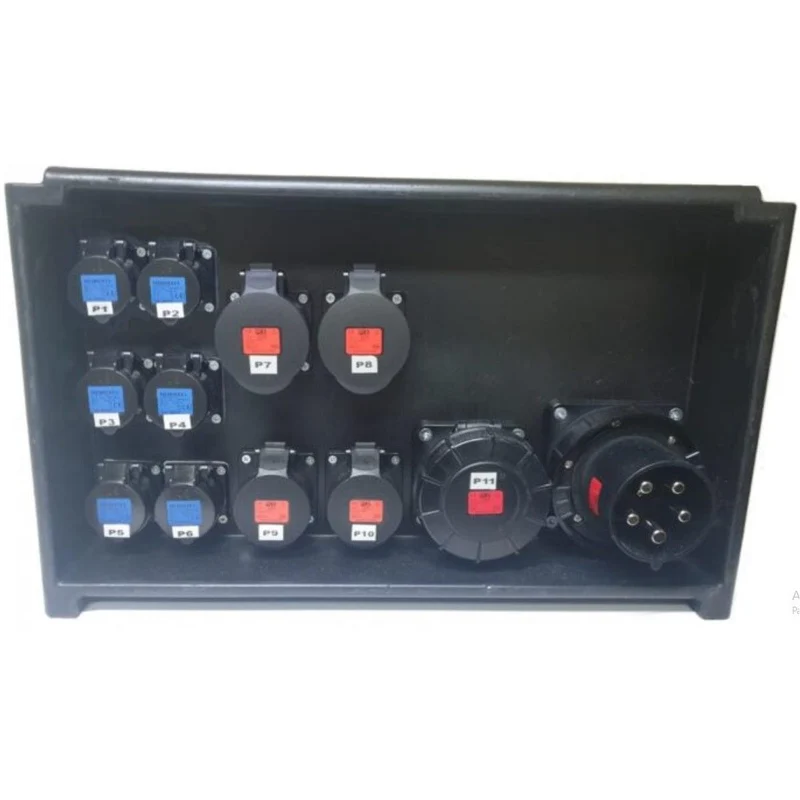 QUADRO CORRENTE POWERBOX SPINA 125A 6 PRESE CEE 16A MONOFASE + 2 32A 5P + 2 16A 5P + 1 63A + 3 SPIE VOLTOMETRO AMPEROMETRO EMERGENZA