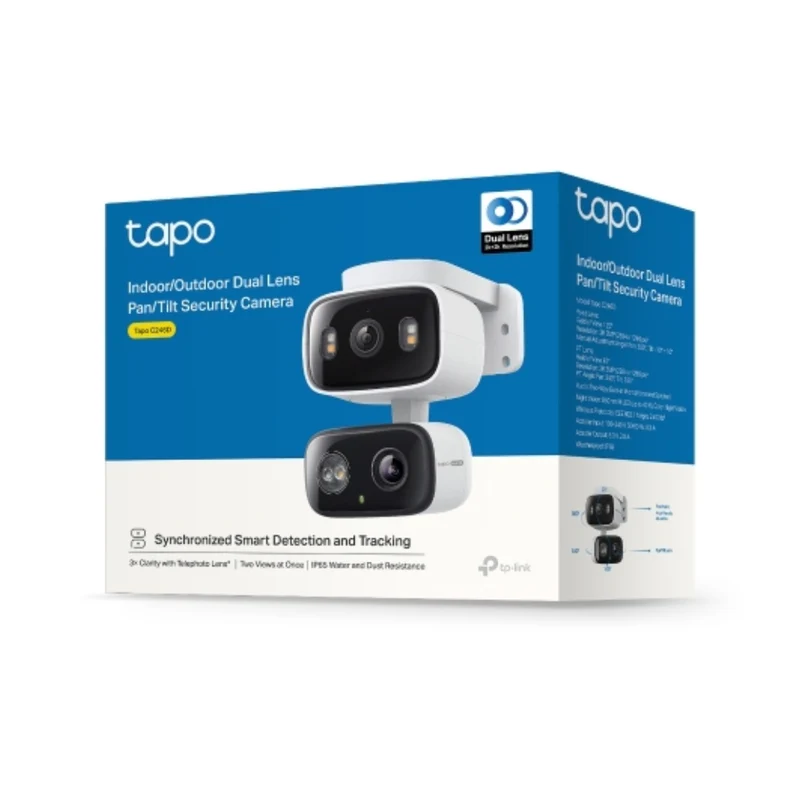 TP-Link Cámara de Seguridad 360º con Doble Lente para Interior y Exterior, Tapo C246D