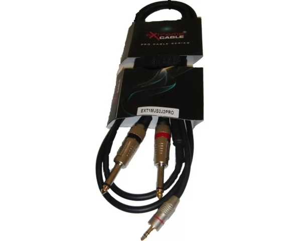 EXTREME 1MJS2J2PRO MINI JACK STEREO 1/8" 3.5mm 2 JACK 6.3mm CAVO AUDIO DI SEGNALE SCHERMATO 2mt.