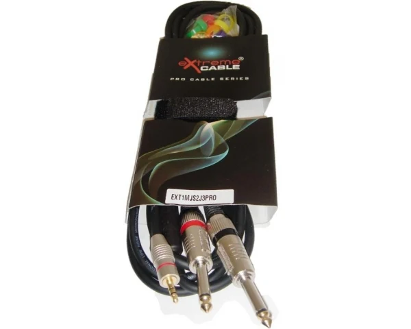 EXTREME 1MJS2J3PRO MINI JACK STEREO 1/8" 3.5mm / 2 JACK 6.3mm CAVO AUDIO DI SEGNALE SCHERMATO