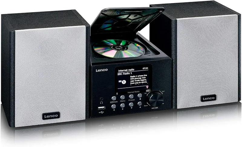LENCO MC-250BK Micro HIFI con Smart Radio, lettore CD/USB, Internet, DAB+, Bluetooth®