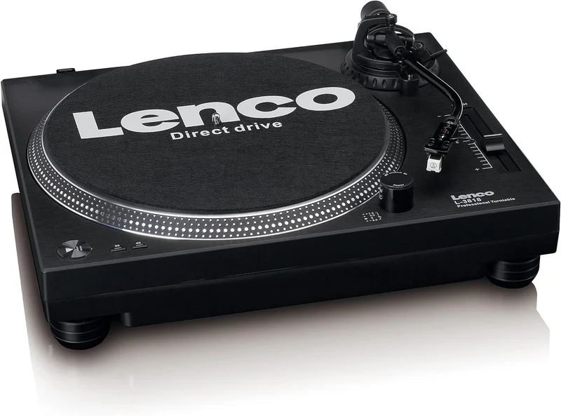 Lenco L-3818BK Giradischi a trazione diretta con uscita USB, Registrazione del disco in vinile tramite PC