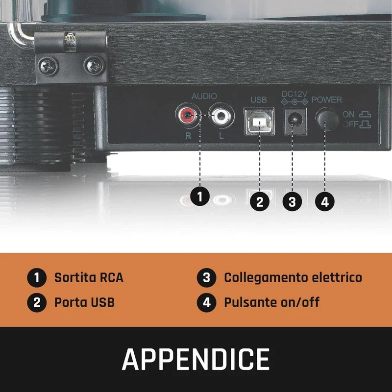 Lenco LS-50 OLED Giradischi Diffusori stereo incorporati, USB, Effetto luci variabili del piatto