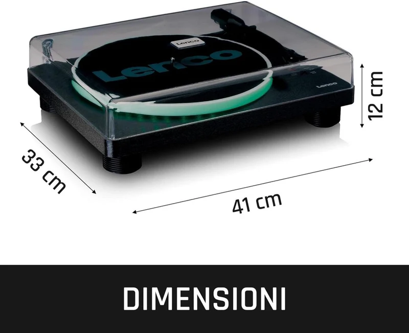 Lenco LS-50 OLED Giradischi Diffusori stereo incorporati, USB, Effetto luci variabili del piatto